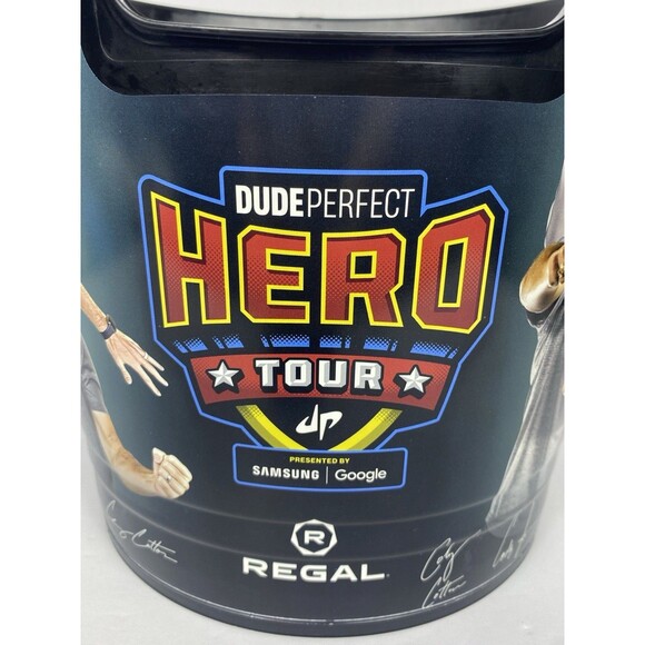 HUGE Dude Perfect The Hero Tour Popcorn Bucket 9" x 9.75" Regal Cinemas Exclusiv - Picture 7 of 11